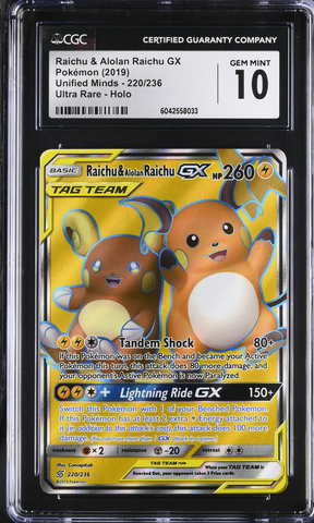 Raichu & Alolan Raichu GX - CGC 10
